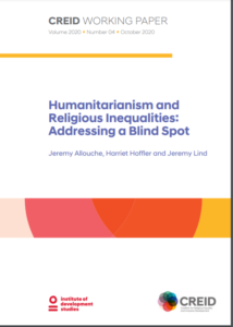 Front cover for WP3 Humanitarianism and Religious Inequalities
