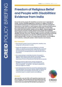 First page of policy briefing entitled Freedom of Religious Belief and People with Disabilities: Evidence from India