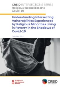 Front cover for the report entitled "Understanding Intersecting Vulnerabilities Experienced by Religious Minorities Living in Poverty in the Shadows of Covid-19"