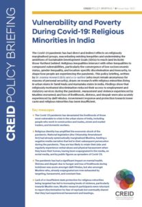 First page of policy briefing poverty, religious inequality and Covid-19 in India on